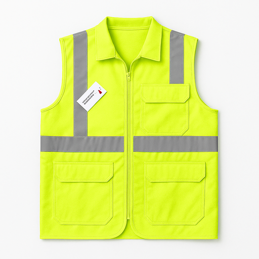 CHALECO DRILL CON CUELLO CAMISERO CON CINTA REFLECTIVA 3M CON LOGO EN PECHO Y ESPALDA